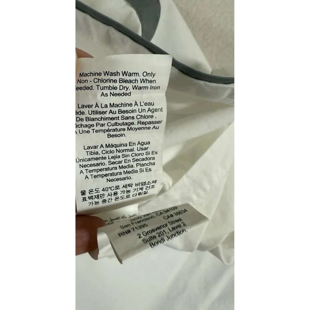 Pottery Barn Morgan Shams 2- Organic Cotton Gray Banded 1 Euro & 1 Standard Sham